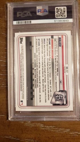 2020 Bowman Draft Chrome Refractor Jordan Walker Rookie Cardinals BD57 