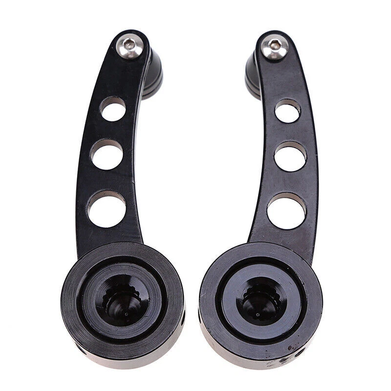 Manivela de manivela de manivela manual de aluminio negro para ventana de coche SUV Billet 2 piezas Foto 3 de 4