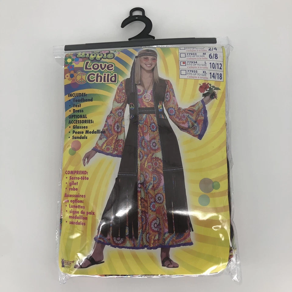 Foro Novedades Para Mujer Hippie Amor Niño Disfraz Vestido Largo Chaleco y Diadema Foto 2 de 3