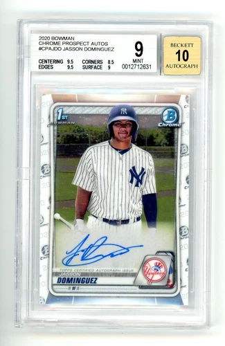 Jasson Dominguez 2020 Bowman Chrome 1st Auto BGS 9 Yankees 10 Auto