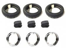 3x Reifen Felgen Chrom Schlauch Komplett Satz Vespa Piaggio APE 50 TM