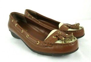 Lauren Ralph Lauren Gael Mujer Crema Mocasines De Cuero Silla de cuña Talla  7B | eBay
