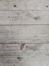 14kt Gold Filled Necklace With Marquise Cut White Opal  Rhinestone Pendant 18"