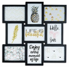 Bilderrahmen Collage 52x52cm 9 Fotos 13x18cm Glas Galerie Geschenk Wanddeko