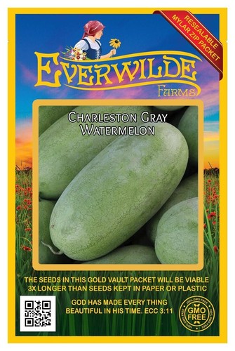 1 Oz Charleston Gray Watermelon Seeds - Everwilde Farms Mylar Seed Packet - Bild 1 von 3