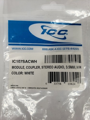 ICC IC107SACWH Audio Stereo Module Coupler 3.5mm White - Picture 2 of 9