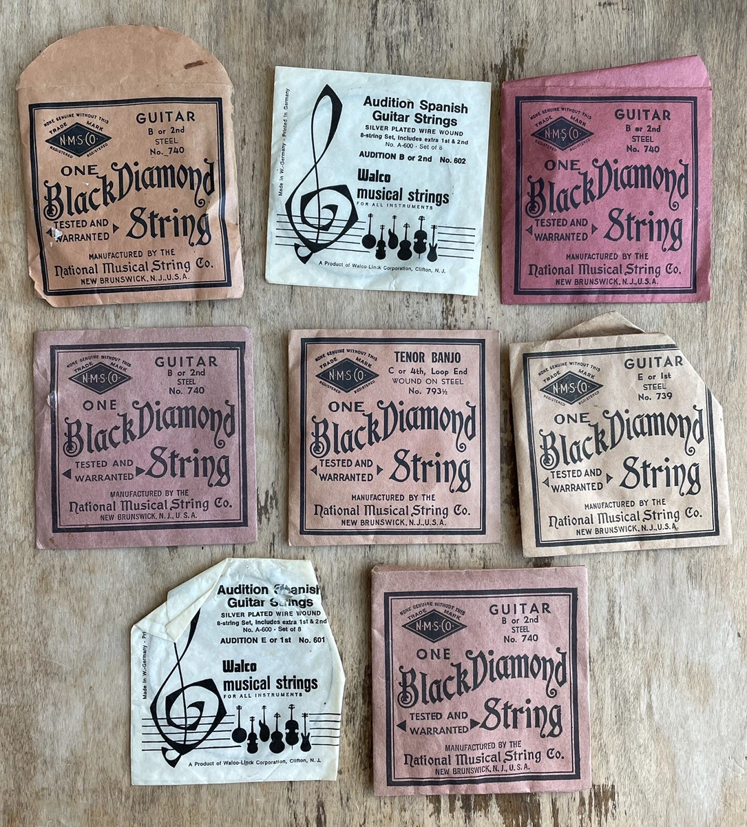 LOT OF 8 VINTAGE GUITAR STRINGS BLACK DIAMOND STEEL WALCO eBay
