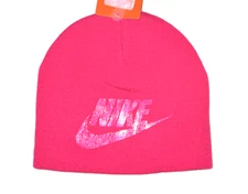 NIKE Winter Beanie Hats Girls Cap Warm Knit Soft Sweater Kids Pink 7-16