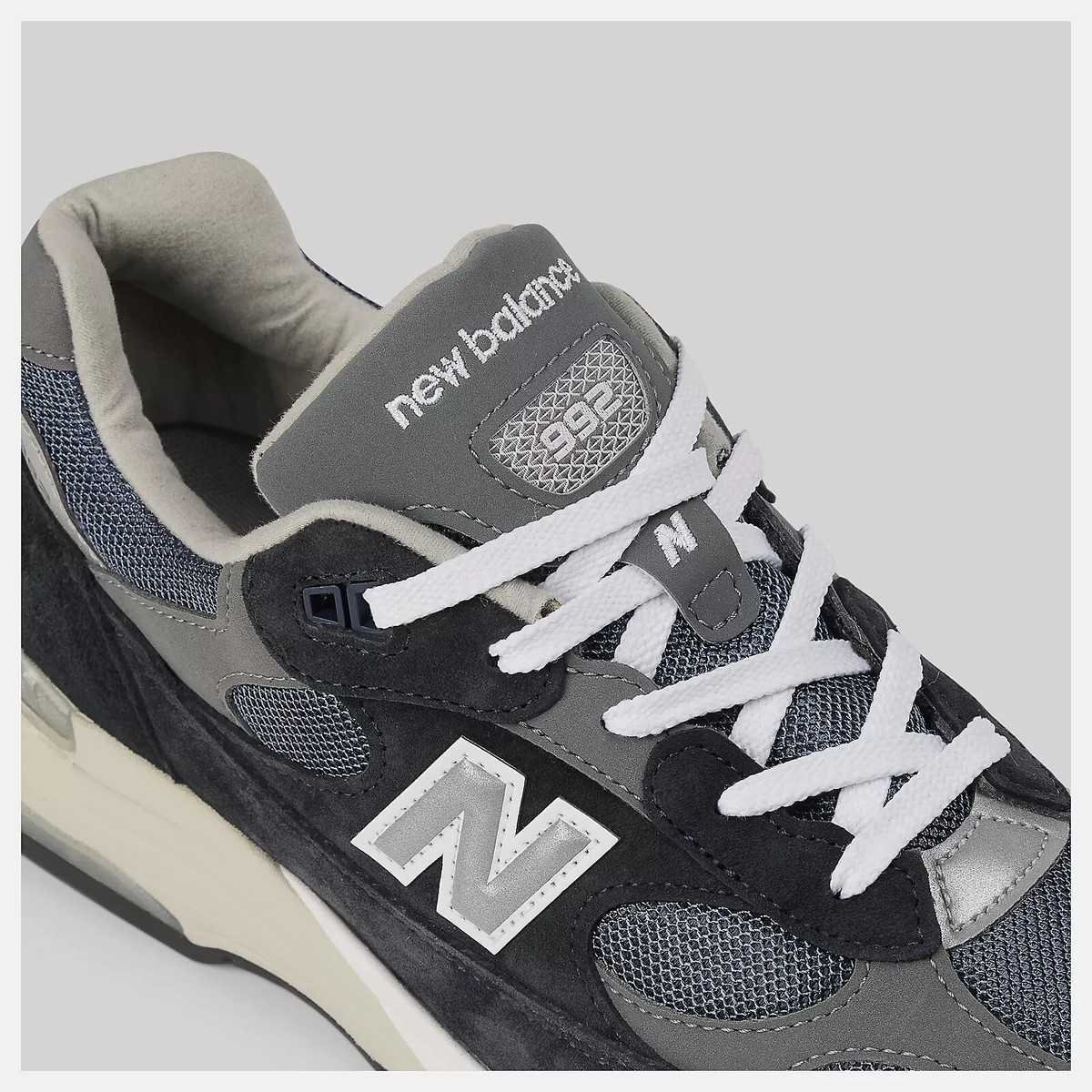 New Balance 992 Made In USA in Navy with Grey and Silver Metalic