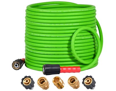 #ad Super Flexible Pressure Washer Hose 50FT for Power Washer Replacement Kink Green $50.91