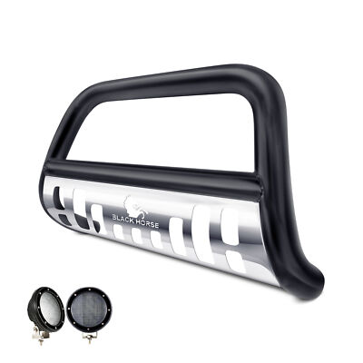 Black Horse Bull Bar Push Guard w/Skid Black w/5.3''LED Fits 2002-2006 Acura MDX