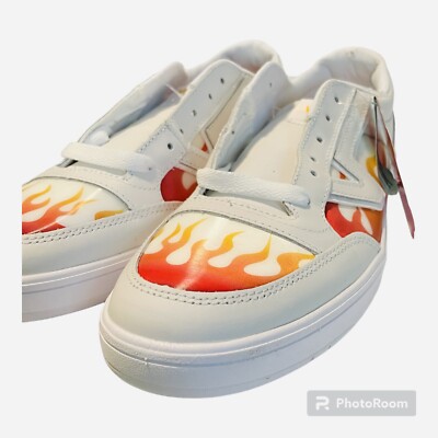 VANS Lowland Cc Mens True White Flame Sneakers Skate Shoes Size 9.5 NWT NEW