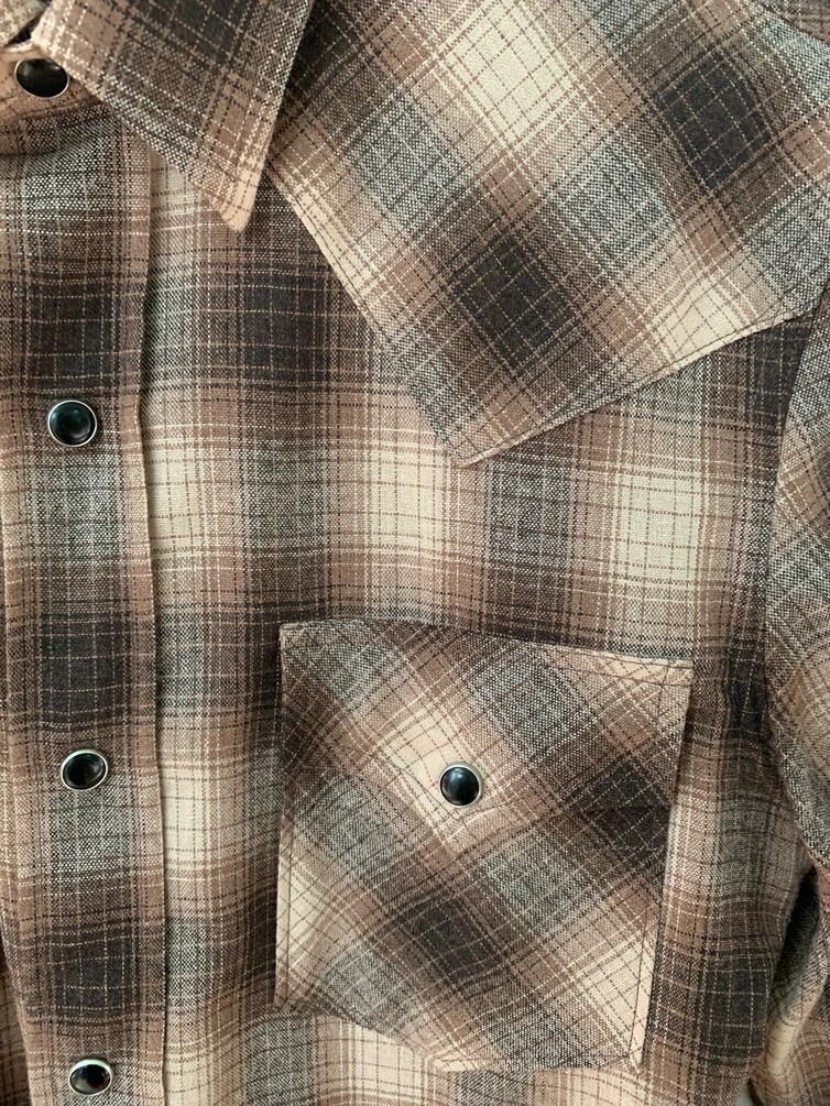 Camicia Saint Laurent Paris marrone western in flanella taglia S