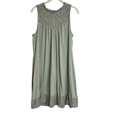 Altar'd State Womens Sleeveless Dress Large Pale Green Knit Lace Bodice & Hem