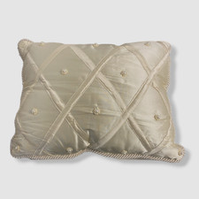 175 Austin Horn Collection Ivory Lattice Cord-Trimmed Pillow 12" x 16"