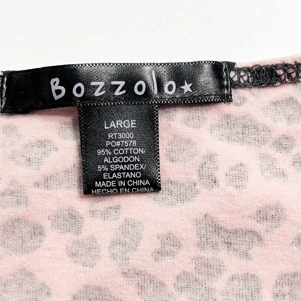 Bozzolo Cotton Cheetah Laced Camisole Slipdress Sz L Pink Black Coquette Stretch - Image 3 of 4