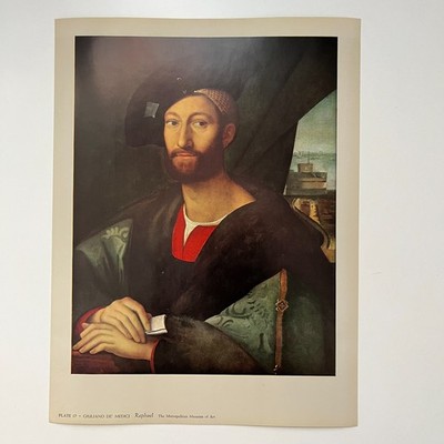 Giuliano De' Medici Raphael Metropolitan Museum Vintage Art Plate Print TV36-5