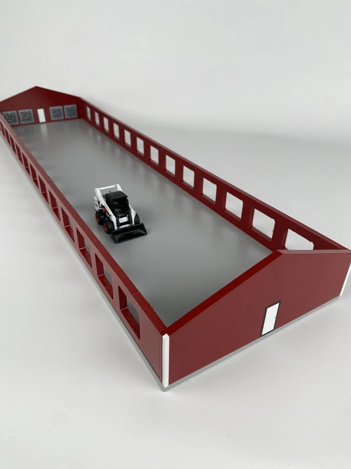1/64 Scale Custom Scratch Hog Barn Building Toy Barn 40x150 Red Sides white Roof - Image 3 of 4