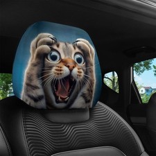 Two cat-Themed Car Headrest Covers Personalized Car Protectors for Road Trips