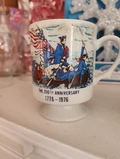 Commerative Vintage Coffe Mug White Milk Glass