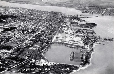 #ad #ad c1950s Aerial Sturgeon Bay Wisconsin WI RPPC Photo Postcard COPY $4.95