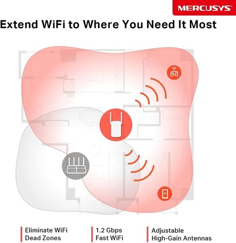 Mercusys AC1200 Dual Band Wi-Fi Range Extender, szerokopasmowy / Wi-Fi Extender, Wi-Fi - Zdjęcie 5 z 9