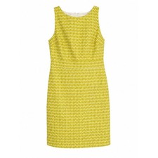 Ann Taylor Yellow Geometric Sheath Dress Size 8 Sleeveless Career Dress