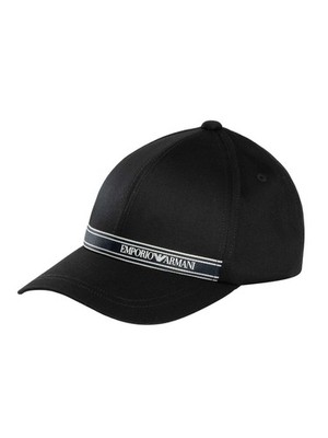 Emporio Armani Men's Brand Stripe Cap, Black