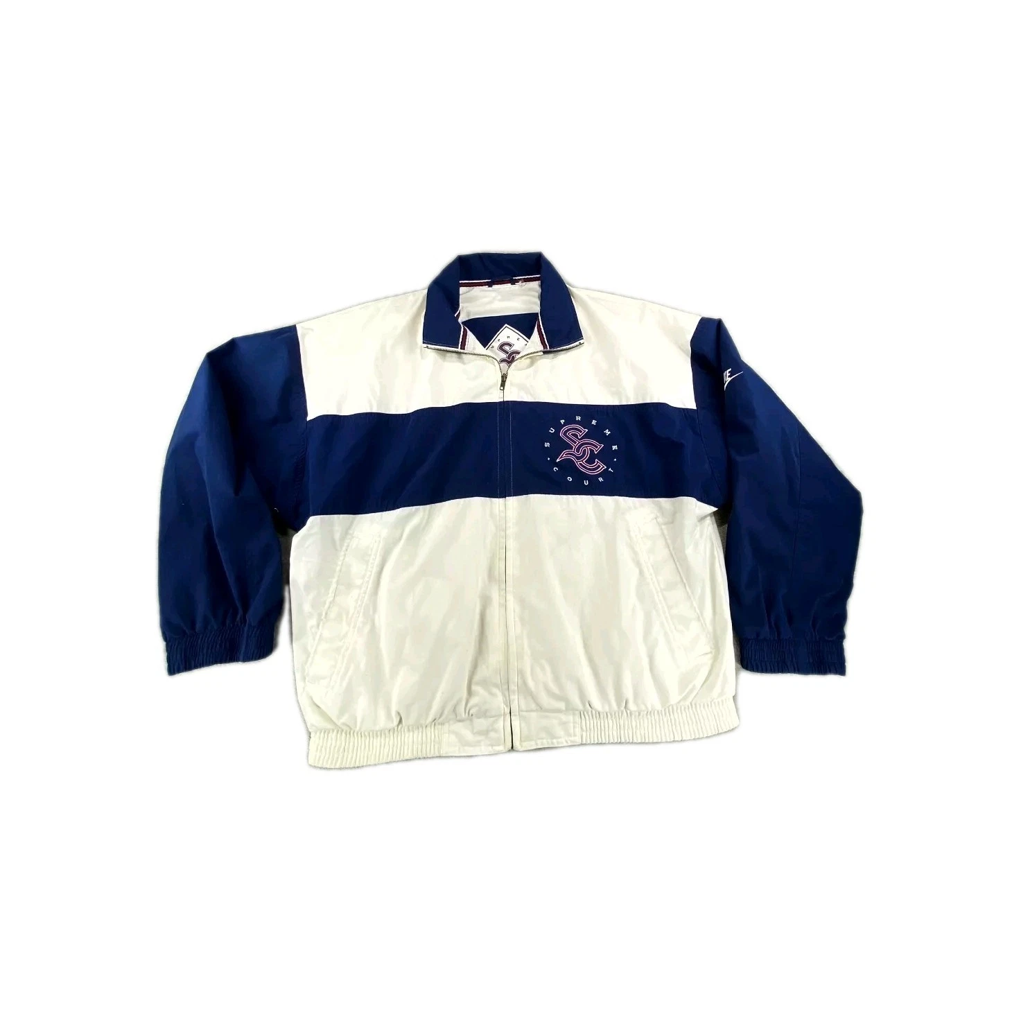 Veste Nike Supreme Court Homme Medium Blanc Bleu Fermeture Éclair Intégrale Vintage Coupe Vent