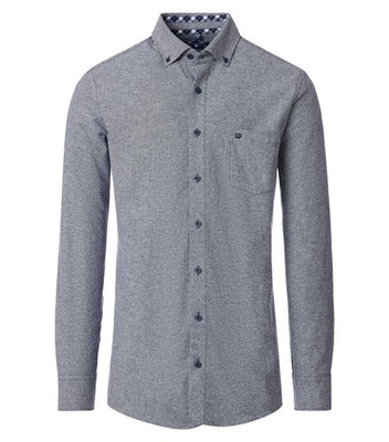 REDMOND Herren Flanellhemd Langarm Button-Down Comfort Blau