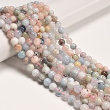 02 Natural Morganite Smooth Round Beads Size 6mm 8mm 15.5" Strand