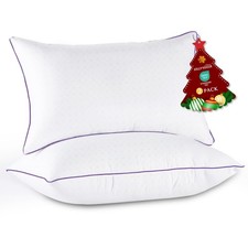Pillows Queen Size Set of 2, Medium Supportive Bed Pillows with Super Soft Down