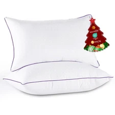 Pillows Queen Size Set of 2, Medium Supportive Bed Pillows with Super Soft Down