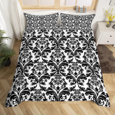 Boho Floral Duvet Cover Set Victorian King Bedding Set,Gothic Paisley Comforter