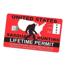 Sasquatch Bigfoot Hunting License Permit Credit Card Sticker Skin Cover Set 2PCS