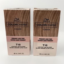 Wella ColorCharm T18 Lightest Ash Blonde Permanent Hair Toner 1.4oz 2-Pack