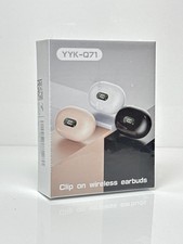 Wireless Clip On Earbuds Bluetooth 5.3 Open Ear Headphones LED Case Black