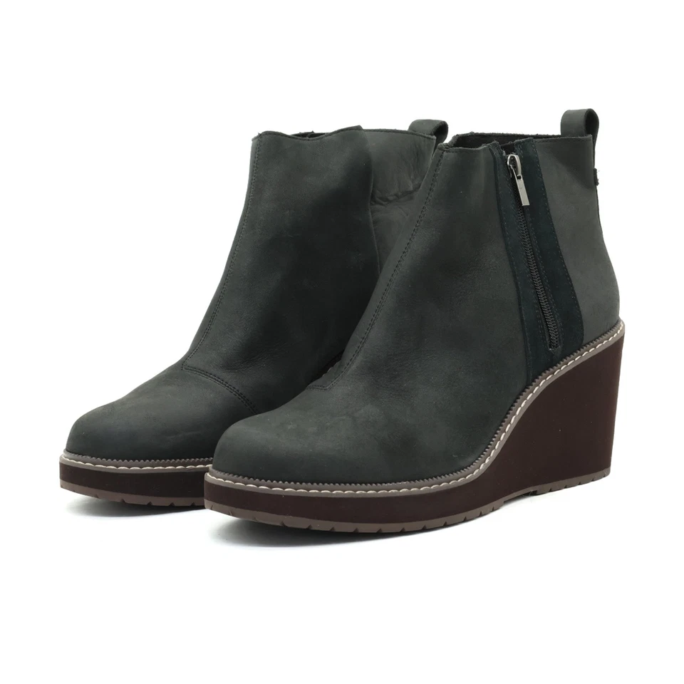 TOMS Damen Stiefelette Leder Keilabsatz Schwarz Classic Stiefeletten EU 43.5 - Bild 3 von 4