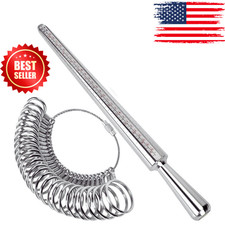 Ring Sizer Set Metal Mandrel Steel Gauge Kit Finger Size Measure Sizing Tools HO
