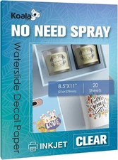 KOALA Waterslide Decal Paper INKJET CLEAR, No Spray Coating Water Slide Clear 