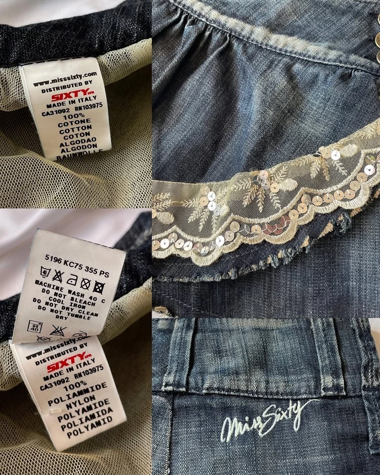 MINIFALDA ENVOLVENTE DETALLES LENTEJUELAS ENCAJE MISS SIXTY AÑOS 2000 VINTAGE Talla S Y2K Foto 4 de 4