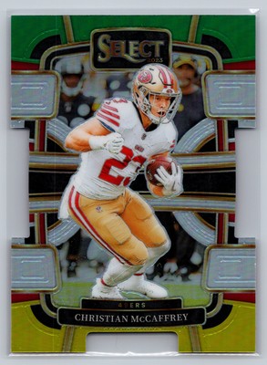 2023 Panini Select #88 Christian McCaffrey Green and Yellow Prizms Die Cuts
