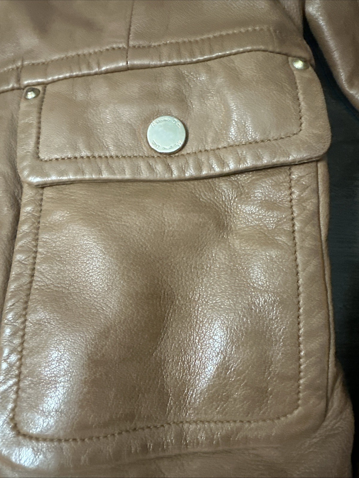 Rare Massimo Dutti Natural Leather Jacket Women Size Medium image 5