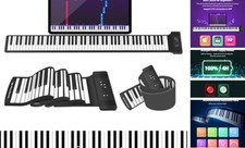 88Keys Roll Up Piano Keyboard, Portable Foldable Hand Black  White 88keys