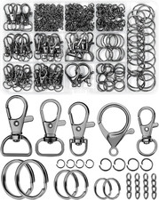 325PCS Keychain Making Kit - Black Keychain Clips with Key Rings