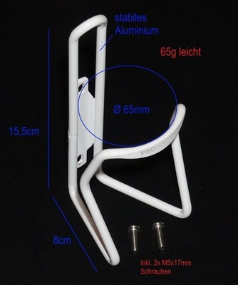 Probike Alu Fahrrad Universal Flaschen Halter weiss 65g für Schraubmontage