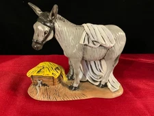 Vtg Manger Nativity Figure "Donkey"  Atlantic  Ceramic Hand Painted 6.5" Tall