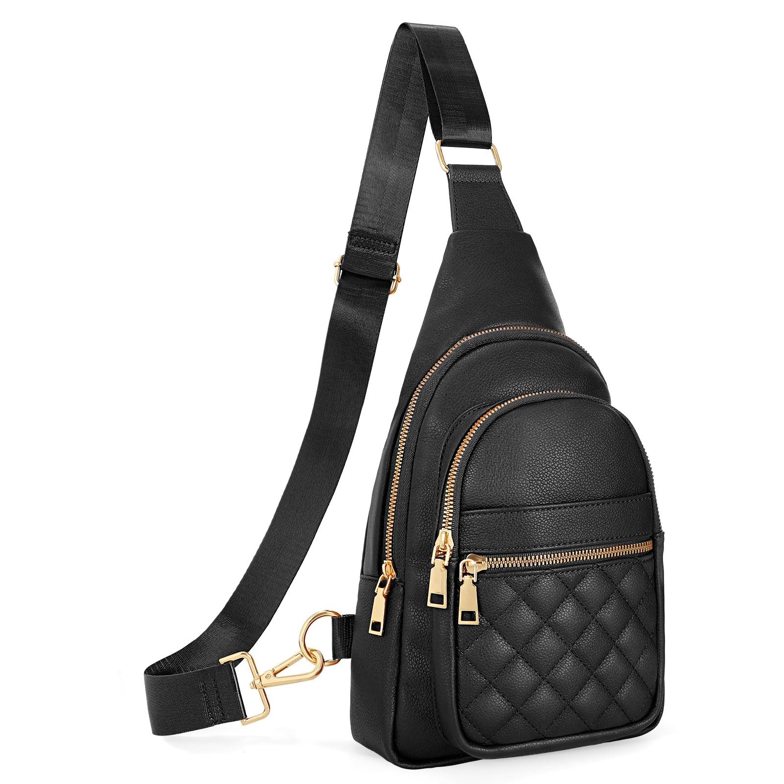 JASGOOD Women's Anti-Theft Leather Crossbody Sling Bag Fanny Pack Chest Bag