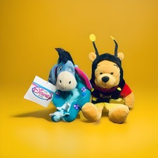 Bumble Bee Pooh No Tag and Dinosaur Eeyore w/tag Disney plush beanbags