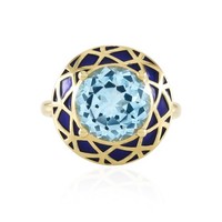 Cavill Ring 4,5Ct Himmelblauer Topas Goldplattiertes 925 Silber Damen